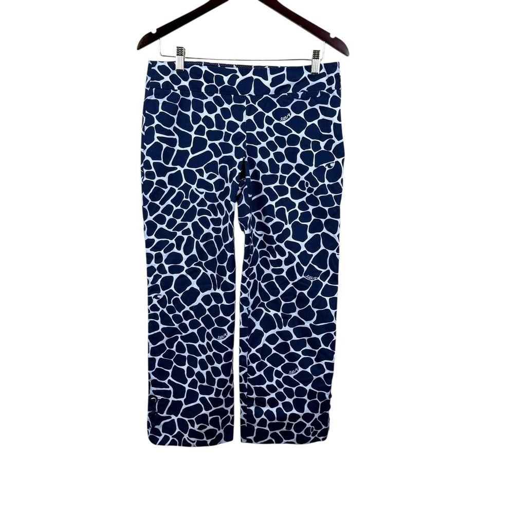 Lilly Pulitzer Navy & White Giraffe-Pattern Cropped Ponte Pants